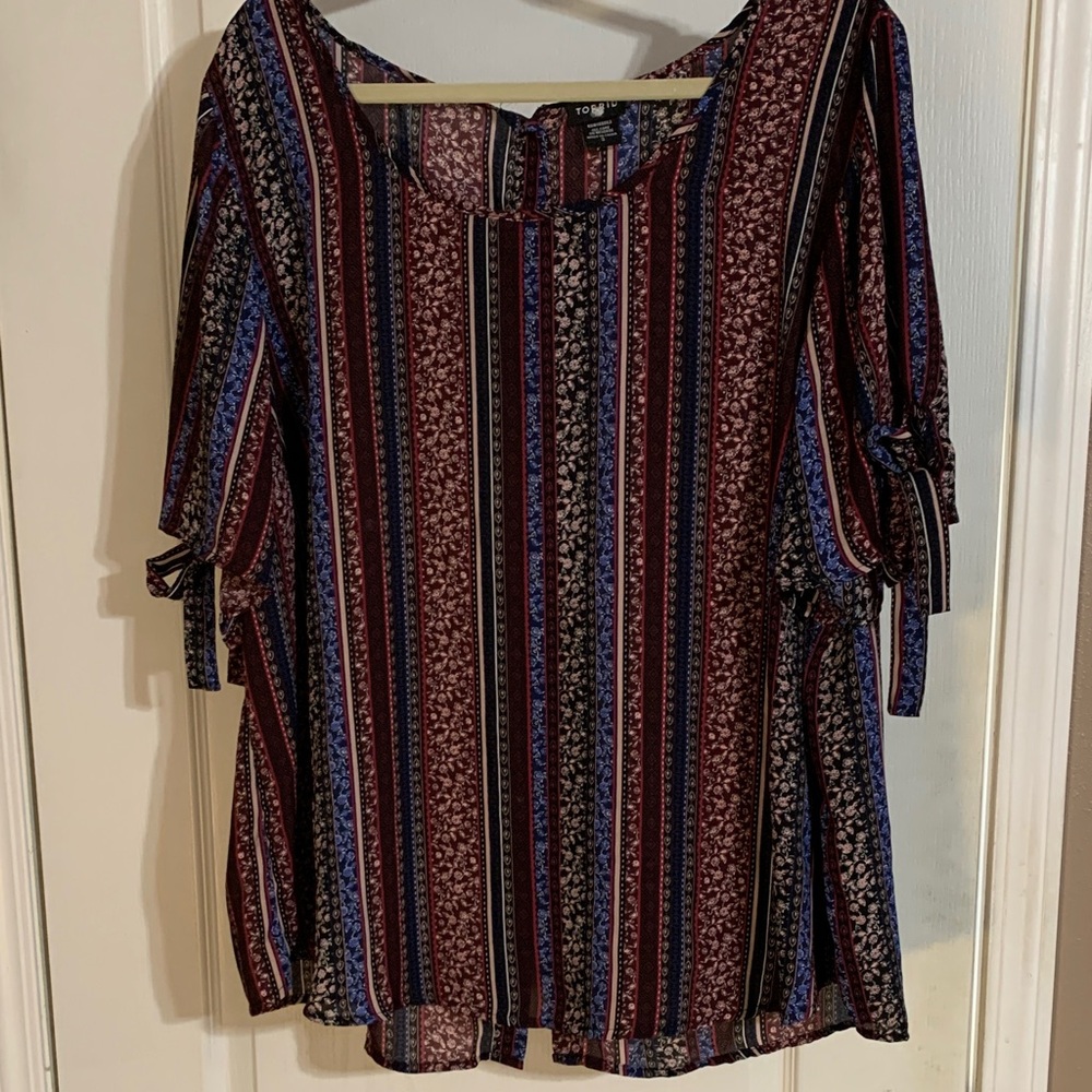 Torrid Multicolor Striped Floral Blouse